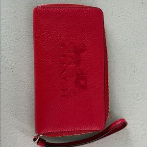 Coach Vibrant Red Leather Wristlet